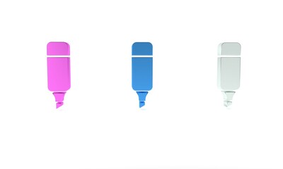 Poster - Colorful Marker pen icon isolated on white background. Minimalism concept. 3D render illustration