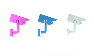Poster - Colorful Security camera icon isolated on white background. Minimalism concept. 3D render illustration