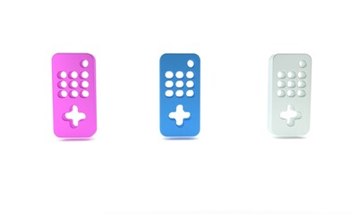Poster - Colorful Remote control icon isolated on white background. Minimalism concept. 3D render illustration