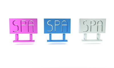 Canvas Print - Colorful Spa salon signboard icon isolated on white background. Minimalism concept. 3D render illustration