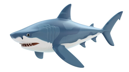 3d render shark isolated on transparent background