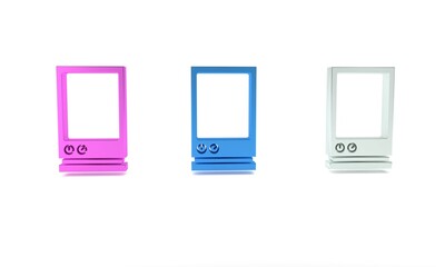 Poster - Colorful Voice assistant icon isolated on white background. Voice control user interface smart speaker. Minimalism concept. 3D render illustration