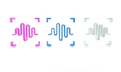 Poster - Colorful Voice recognition icon isolated on white background. Voice biometric access authentication for personal identity recognition. Cyber security. Minimalism concept. 3D render illustration