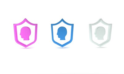 Poster - Colorful User protection icon isolated on white background. Secure user login, password protected, personal data protection, authentication. Minimalism concept. 3D render illustration