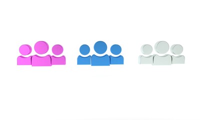 Fototapete - Colorful Users group icon isolated on white background. Group of people icon. Business avatar symbol - users profile icon. Minimalism concept. 3D render illustration