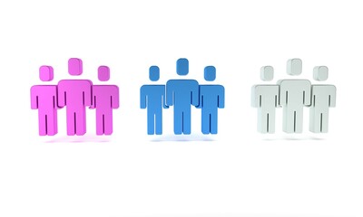 Fototapete - Colorful Users group icon isolated on white background. Group of people icon. Business avatar symbol - users profile icon. Minimalism concept. 3D render illustration