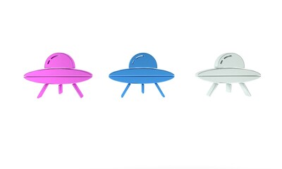 Wall Mural - colorful ufo flying spaceship icon isolated on white background. flying saucer. alien space ship. fu