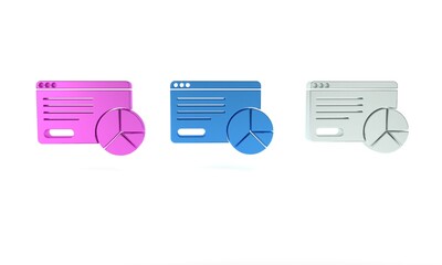 Poster - Colorful Web analytics information and development website statistic icon isolated on white background. Analysis, management, marketing, research. Minimalism concept. 3D render illustration