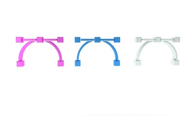 Poster - Colorful Bezier curve icon isolated on white background. Pen tool icon. Minimalism concept. 3D render illustration