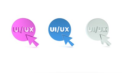 Poster - colorful ui or ux design icon isolated on white background. minimalism concept. 3d render illustrati