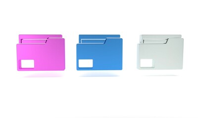 Poster - Colorful Document folder icon isolated on white background. Accounting binder symbol. Bookkeeping management. Minimalism concept. 3D render illustration