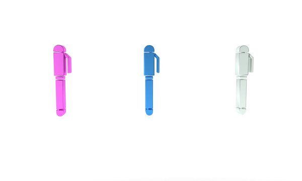 Colorful Pen icon isolated on white background. Minimalism concept. 3D render illustration