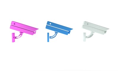 Poster - Colorful Security camera icon isolated on white background. Minimalism concept. 3D render illustration