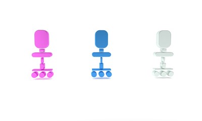 Poster - Colorful Office chair icon isolated on white background. Minimalism concept. 3D render illustration