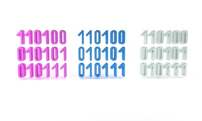 Aufkleber - Colorful Binary code icon isolated on white background. Minimalism concept. 3D render illustration