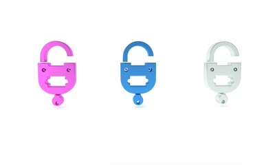 Poster - Colorful Lock and key icon isolated on white background. Padlock sign. Security, safety, protection, privacy concept. Minimalism concept. 3D render illustration