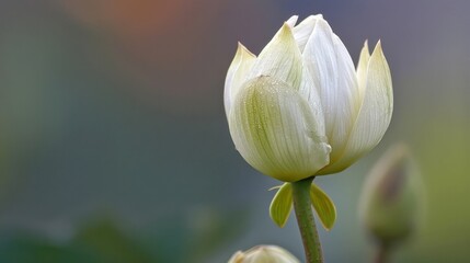 Canvas Print - White Lotus Bud Close Up.