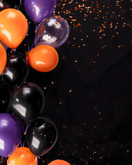 Wall Mural - Orange, black and purple balloons background