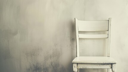 Canvas Print - Minimalist White Wooden Chair with Clean Polished Surface for Classic Background