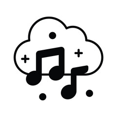 Wall Mural - Music notes with cloud denoting concept icon of music app, cloud music vector design