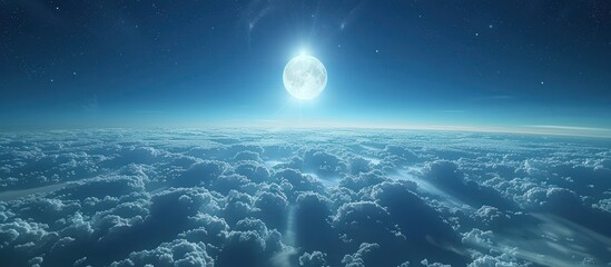 Wall Mural - Full Moon Over a Sea of Clouds