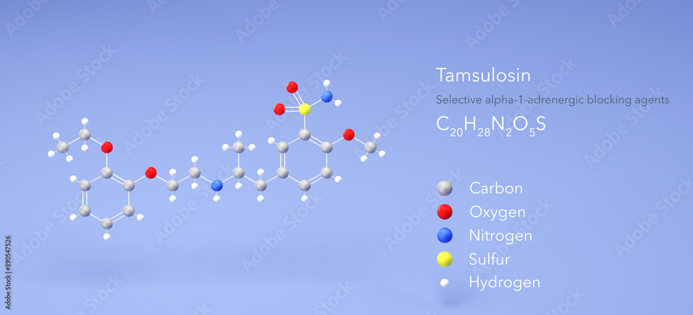 Flomax Color Stock-Illustration „tamsulosin molecule, molecular structure, flomax ...