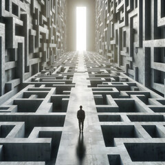 man in a concrete maze