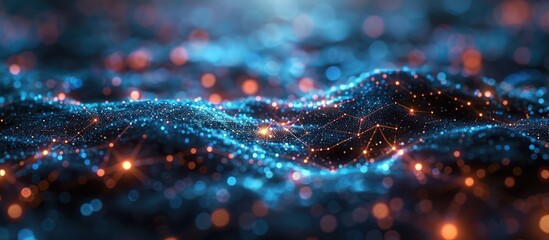 Wall Mural - abstract digital landscape with glowing connections