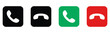 © Aruba - Phone call icon answer, accept and decline call icons with green and red buttons , Contact us telephone sign - communication icons