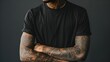 © Pascal - Black t-shirt mockup on a tattooed black man