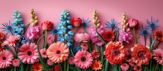 Poster - Vibrant Floral Arrangement on Pink Background