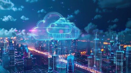 Poster - smart city Cloud computing technology and online data storage for global data sharing