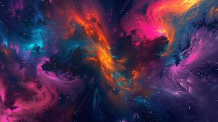Wall Mural - abstract cosmic nebula with bright stars