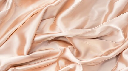 Wall Mural - A close up image of creamy white satin fabric with soft, smooth folds and wrinkles