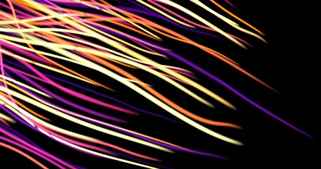 Poster - neon rays. Concept for big data, blockchain, cryptocurreny, internet, hyperspace and space travel