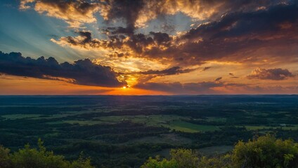 Wall Mural - Dramatic sky panorama during sunrise and sunset. Spectacular view