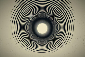 Poster - A simple yet intricate depiction of an endless loop with overlapping lines, representing a vicious circle, on a beige background,