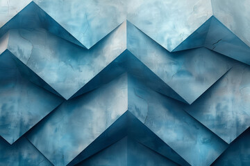 Poster - Minimalist design with geometric shapes in denim blue, set against a light gray background,