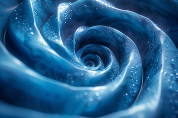 Poster - Surreal depiction of a continuous spiral in denim blue, symbolizing endless movement, set against a light gray backdrop,