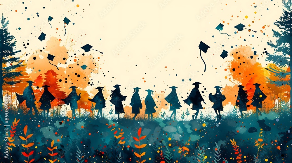 Graduation ceremony invitation featuring open area writing space left ...