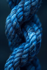 Poster - Surreal depiction of interconnected denim patterns with detailed seams, creating a cohesive design, set against a black background,