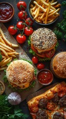 Wall Mural - junk food on a table