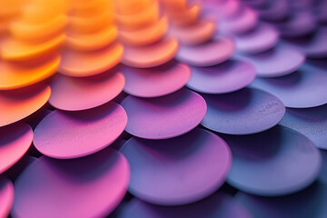 Poster - Smooth integration of purple and yellow 3D circles in an abstract geometric design,
