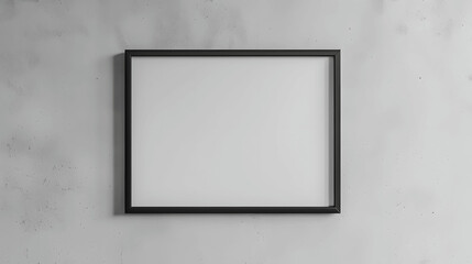 Wall Mural - Black frame mockup with blank canvas on a light grey wall, minimalist chic, iso A paper size, framed wall poster template, front perspective