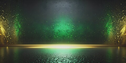 abstract luxury black and green luxury green light gold dark fabric texture background AI-Created Content