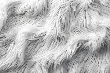 Poster - White fur texture background, top view, monochrome, high resolution, highly detailed, high definition photography of animal hair with soft waves and fine details. 