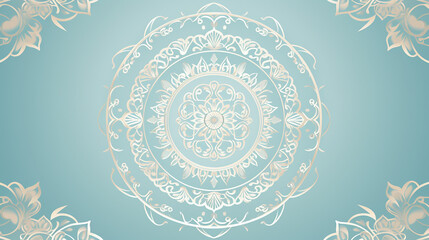 Wall Mural - Horizontal Light Blue Background with Oriental Pattern