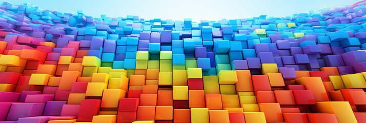 Wall Mural - Rainbow of Colorful Blocks Abstract Background