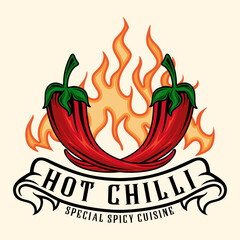 Wall Mural - spicy chili vector logo design red chili, spice concept, for spicy food product label