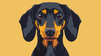 Poster - Dachshund dog in flat vector art cartoon style illustration